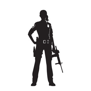 silhouette police officer holding rifle clip art preview