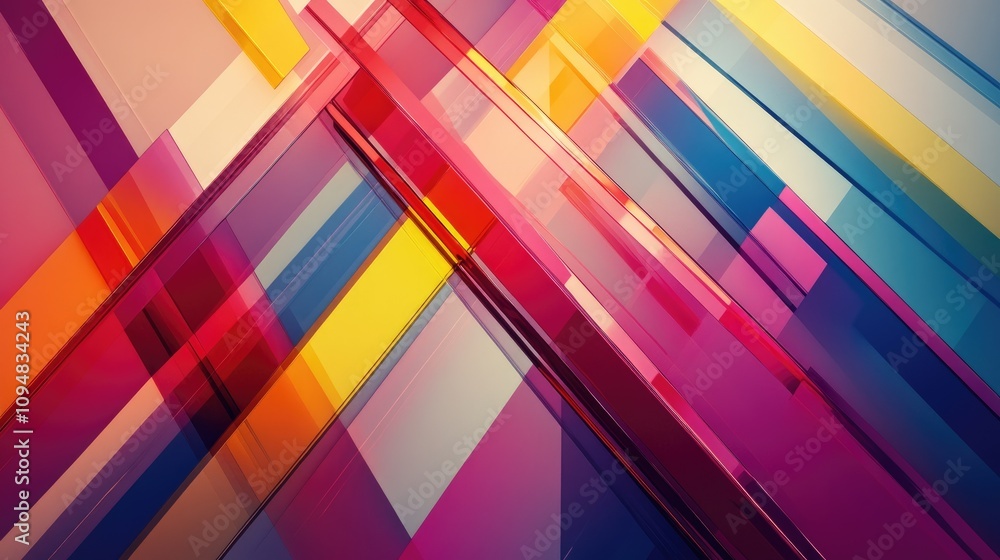 Poster a minimalist image of bold diagonal lines in varying thicknesses and colors, set against a soft grad