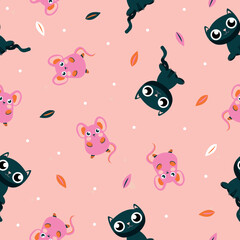 Mouse and Cat Seamless Pattern