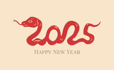 Chinese new year 2025 year of the snake paper cut with craft style. Creative Chinese snake logo