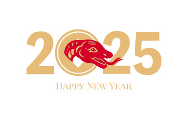 Chinese new year 2025 year of the snake paper cut with craft style. Creative Chinese snake logo