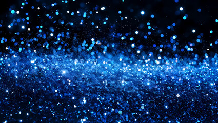 Fototapeta premium Vibrant blue glowing particles forming a magical and dreamy bokeh effect. Generative AI