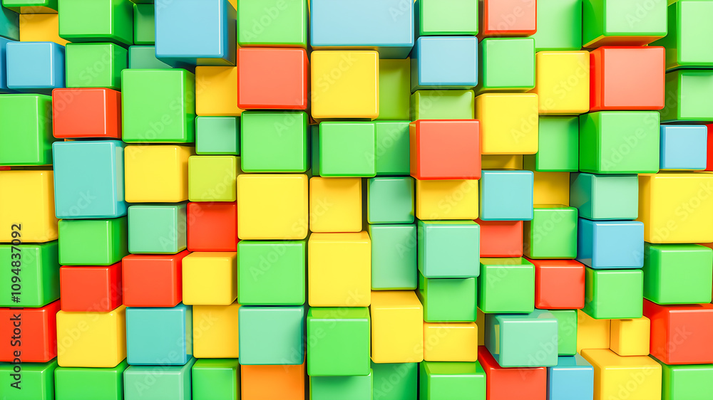 Poster 3d render of colorful cubes background. abstract background with copy space.