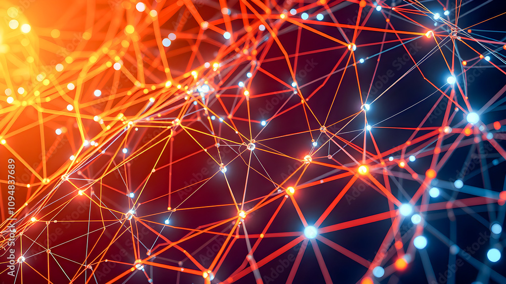Fototapete abstract connection dots and lines. network concept. 3d rendering