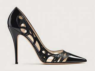  Women's model shoes with high heel in black color
