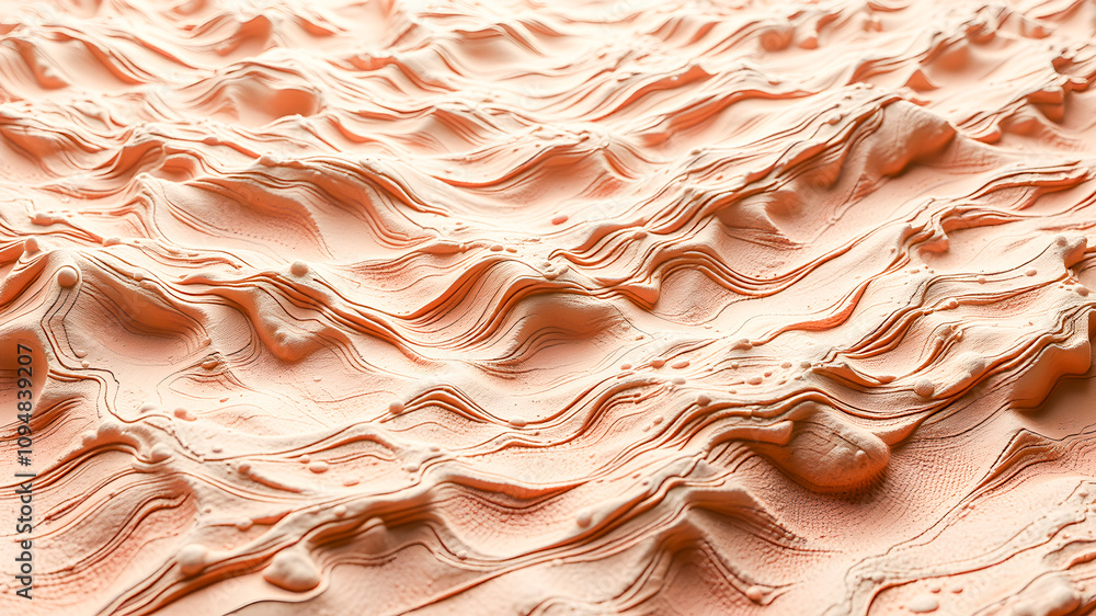 Poster abstract background of orange wavy surface texture. 3d rendering