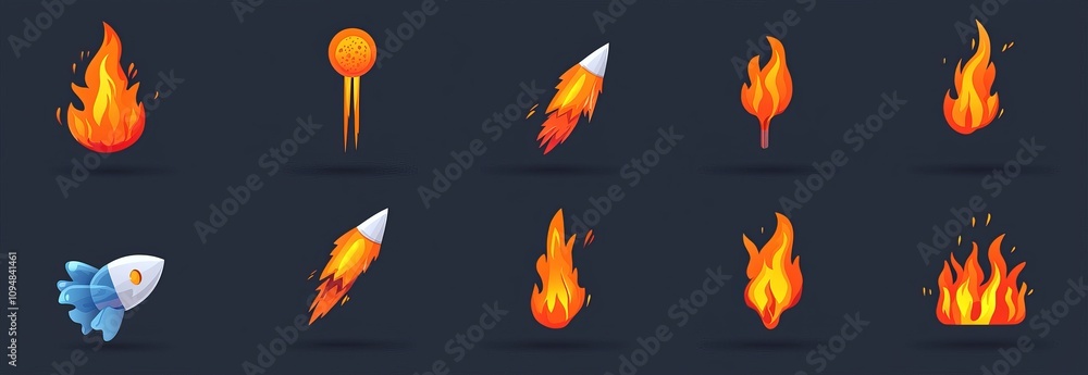 Poster a meteor or comet hurtling through the dark sky, leaving a fiery trail behind. a modern cartoon illu