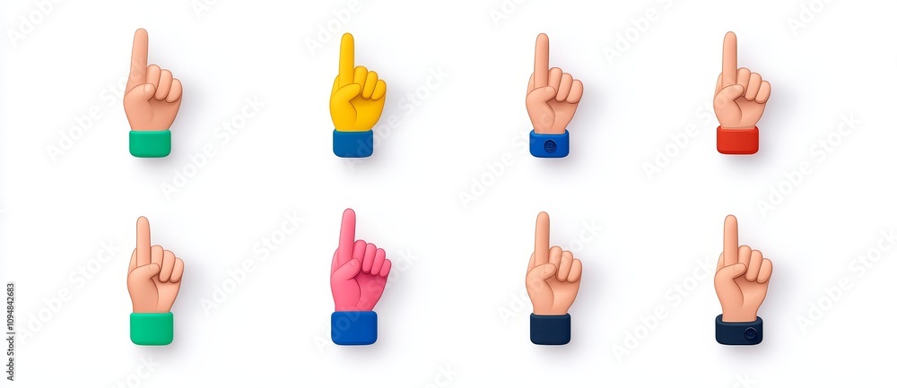 Poster a 3d illustration of a computer cursor with a hand and click icon, showing a diverse man's arms with