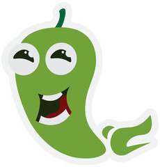 Green Chilli Peppers Cartoon Illustration With Expressions