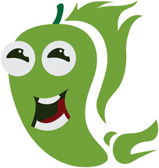 Green Chilli Peppers Cartoon Illustration With Expressions