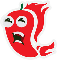 Red Chilli Peppers Cartoon Illustration With Expressions