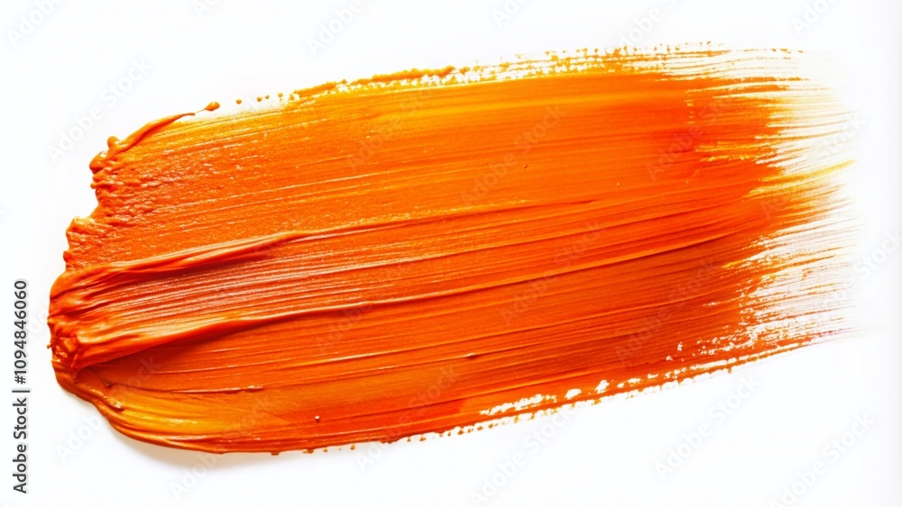 Poster bold and dynamic orange paint smear on white background with copy space for artistic expression and 