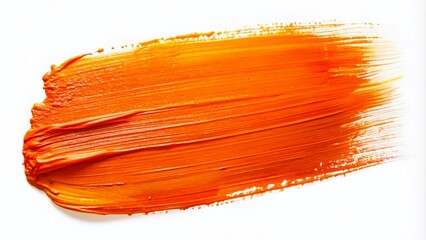 Bold and Dynamic Orange Paint Smear on White Background with Copy Space for Artistic Expression and Creativity