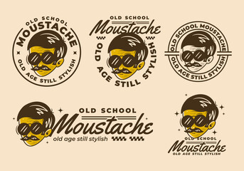 Old School moustache. Man with Moustache illustration character in retro style