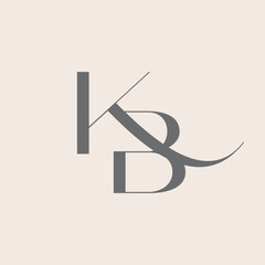 KB monogram logo. Elegant alphabet initials. Uppercase serif letter k, letter b. Luxury lettering sign. Modern deco design, fashion, beauty spa, wedding style characters typography.