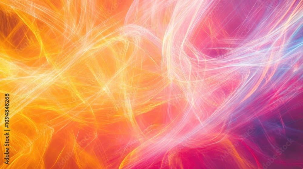 Poster a vibrant abstract composition featuring colorful, intertwining lines creating a dynamic and energet