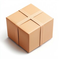 3D Cardboard Box Mockup on White Background for Product Display or E-commerce Concept