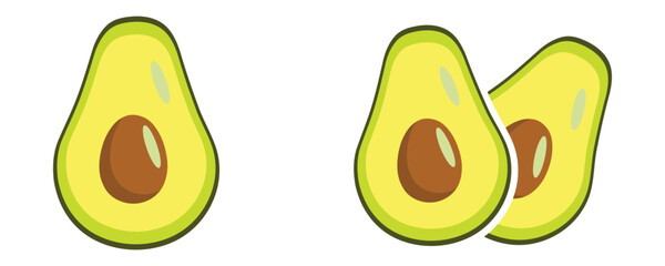 Avocado icon vector set, colorful avocado slice icon vector set flat illustration isolated on white background.