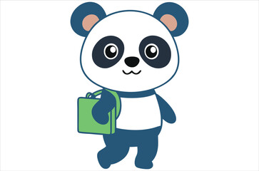 Cute panda is running and waving, bear avatar, cartoon, illustration, vector art