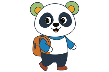 Obraz premium Cute panda is running and waving, bear avatar, cartoon, illustration, vector art