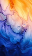 a close up of a cell phone with a colorful liquid painting on it