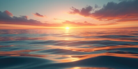 Fototapeta premium Serene ocean sunset with vibrant colors and tranquil waves