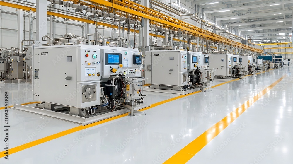 Poster Fuel Processing Unit with Advanced High Tech Machinery Ensuring Clean and Precise Industrial Streamlined digital control panel and dashboard interfaces for efficient and safe processing
