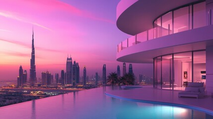 Modern Penthouse Infinity Pool Overlooking Dubai Skyline