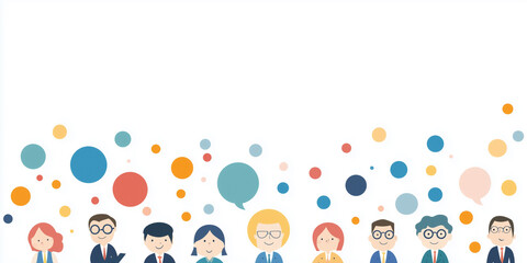 Business man and woman flat vector illustration with speach bubble, business background concept