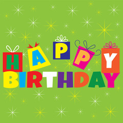 Birthday card design with colorful text