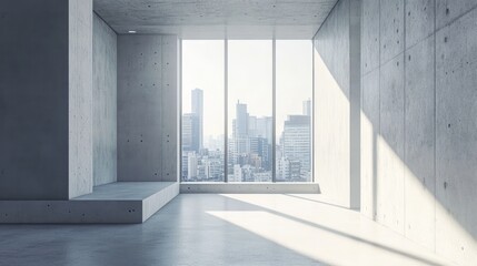 Modern Concrete Room with City View