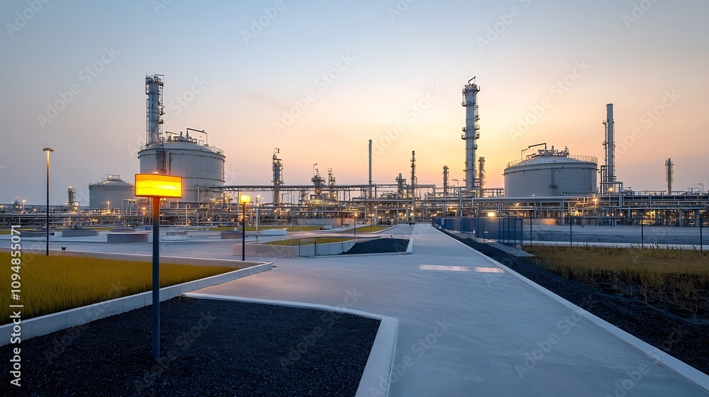 Poster sleek and efficient fuel storage facility featuring cutting edge modern architecture high tech proce