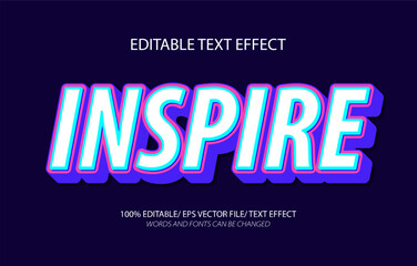 Inspire editable text effect, 3D editable text template.