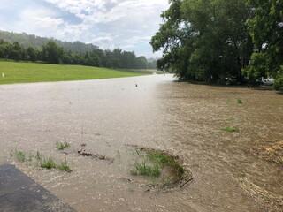 Hochwasser nach Starkregen im Heckengäu bei Weissach