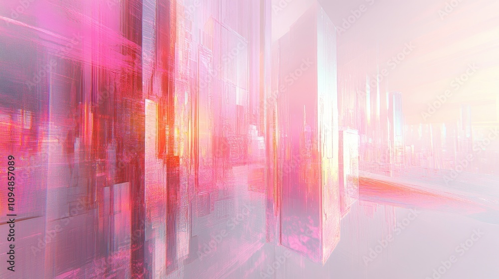 Poster an artistic representation of a 3d bar chart with a futuristic design, displaying multiple data sets