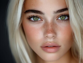 Obraz premium A close up of a woman with freckles on her face