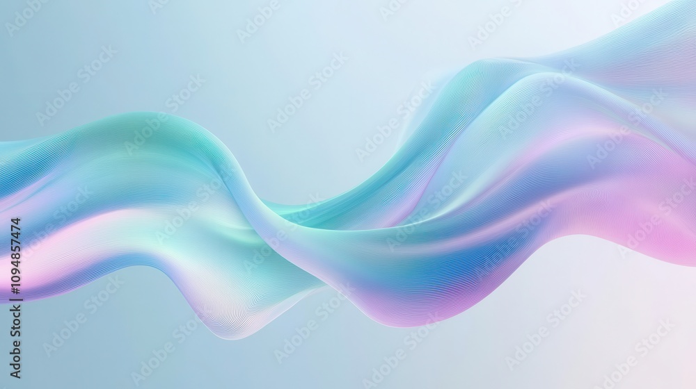 Poster a soft, flowing abstract design with pastel colors creating a serene atmosphere.