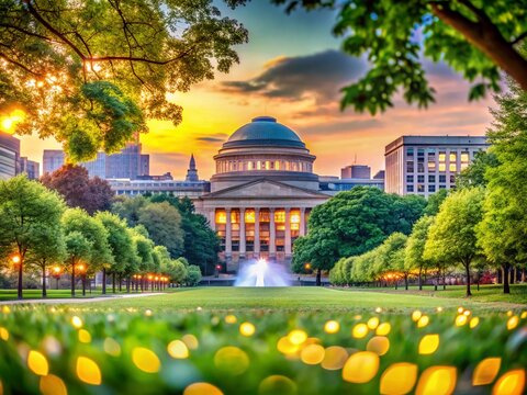 Captivating Bokeh Effect at a Prestigious Educational Institution with Architectural Features and a Vibrant Atmosphere