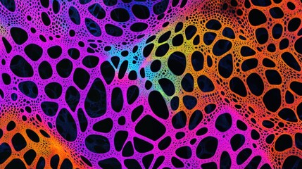 Obraz premium Abstract colorful pattern resembling interconnected organic shapes on a dark background.