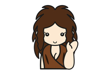 案内ポーズの先史時代の女性