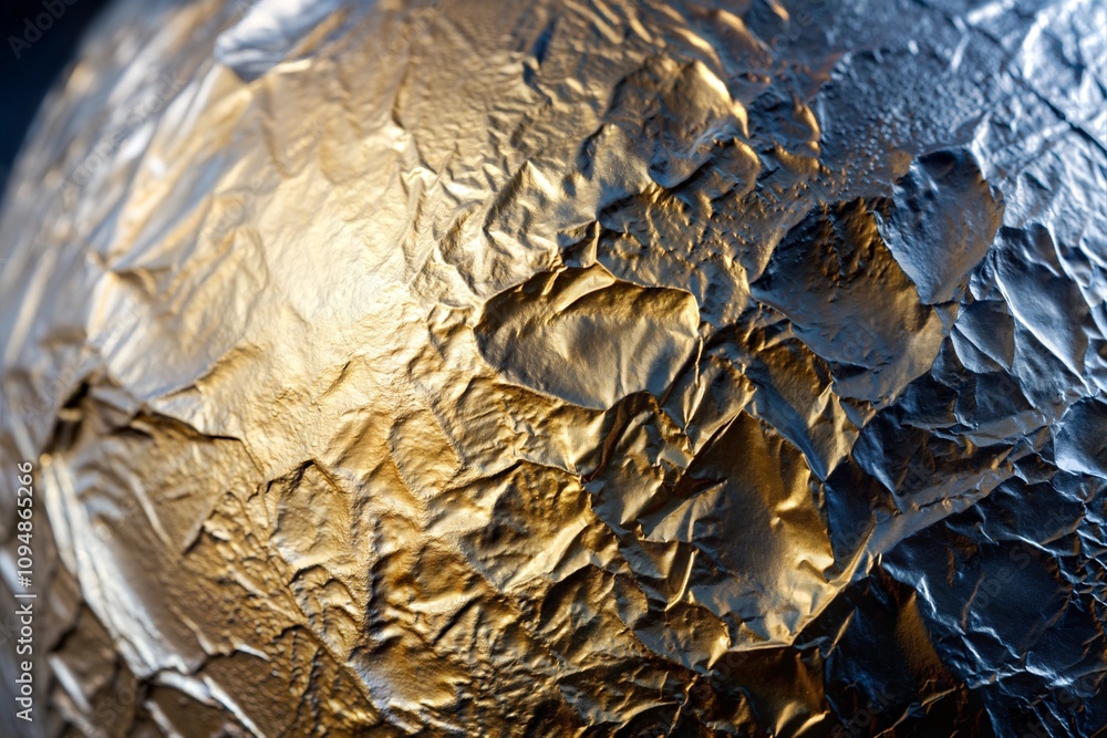 Canvas Prints abstract moon texture in crumpled gold and silver foil background