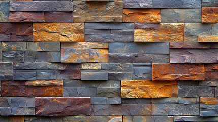 A wall made of various types of stone bricks, suitable for home walls, with various brick patterns that make a good brick background. Bricks made of stone are also a good insulator.