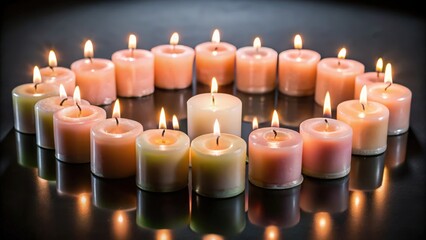 A Circle of Burning Candles on a Dark Surface