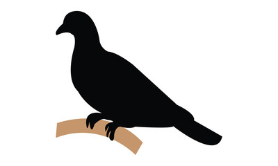 Yellow Footed Green Pigeon Silhouette Design  And Vector Illustration. 