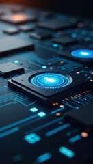 A cyber security-focused web service for businesses and internet projects featuring a design centered on network protection within an intricate tech landscape