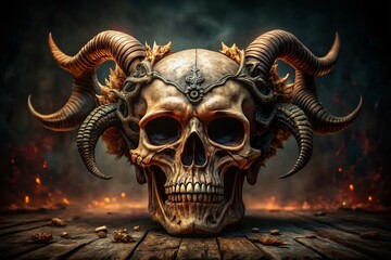 Captivating Documentary Photography of a Unique Devil Skull: An Intriguing Exploration of Dark Aesthetics and Symbolism in Natural Elements for Art Lovers