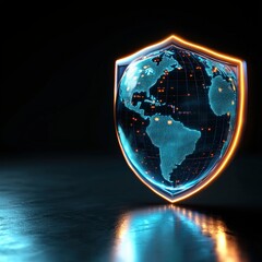 Fototapeta premium Cyber Holographic Globe in Midjourney Virtual Space Digital Art Futuristic Environment Aerial View Technology Innovation