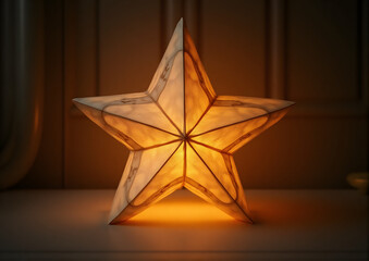 Decorative star lamp glowing warmly, symbolizing Orthodox Christmas spirit