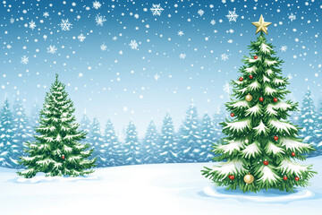 Fototapeta premium Winter Snowy Illustration Background