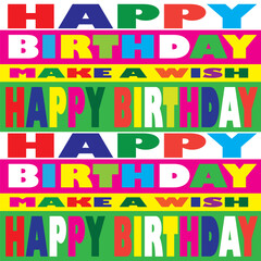 
Birthday card design with colorful text
